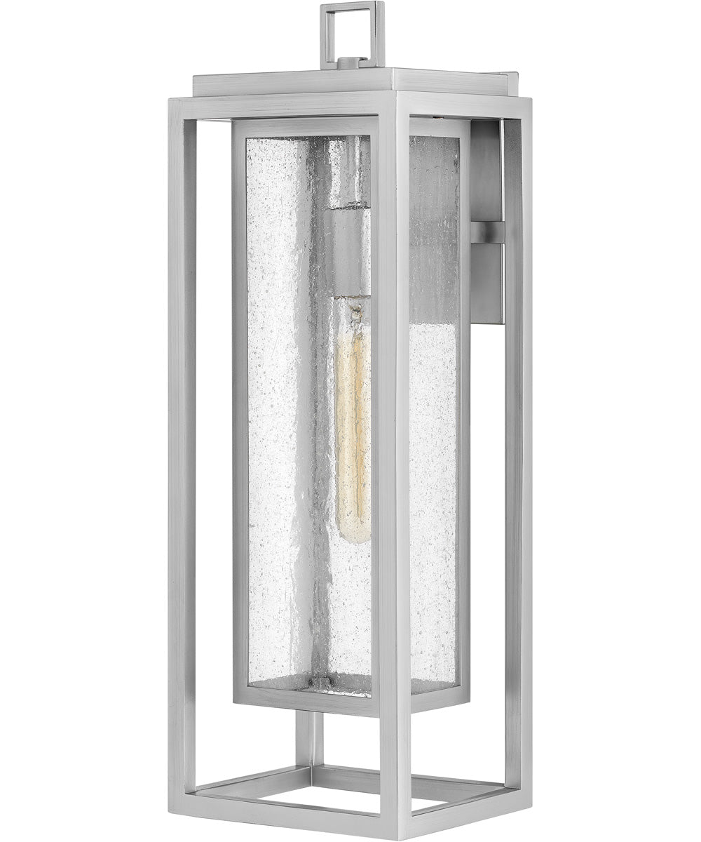 1 Light Large Outdoor Wall Mount Lantern in Satin Nickel - Weatherproof Exterior Lighting for Porch, Patio, and Entryway