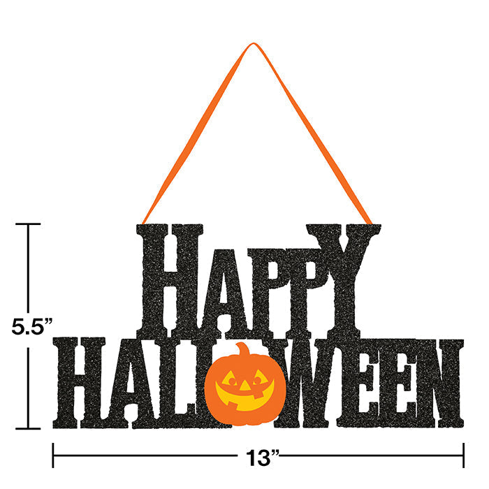 12-Piece Bulk Happy Halloween Glitter Hanging Signs - Party Decorations for Home, Classroom & Office Halloween Celebration