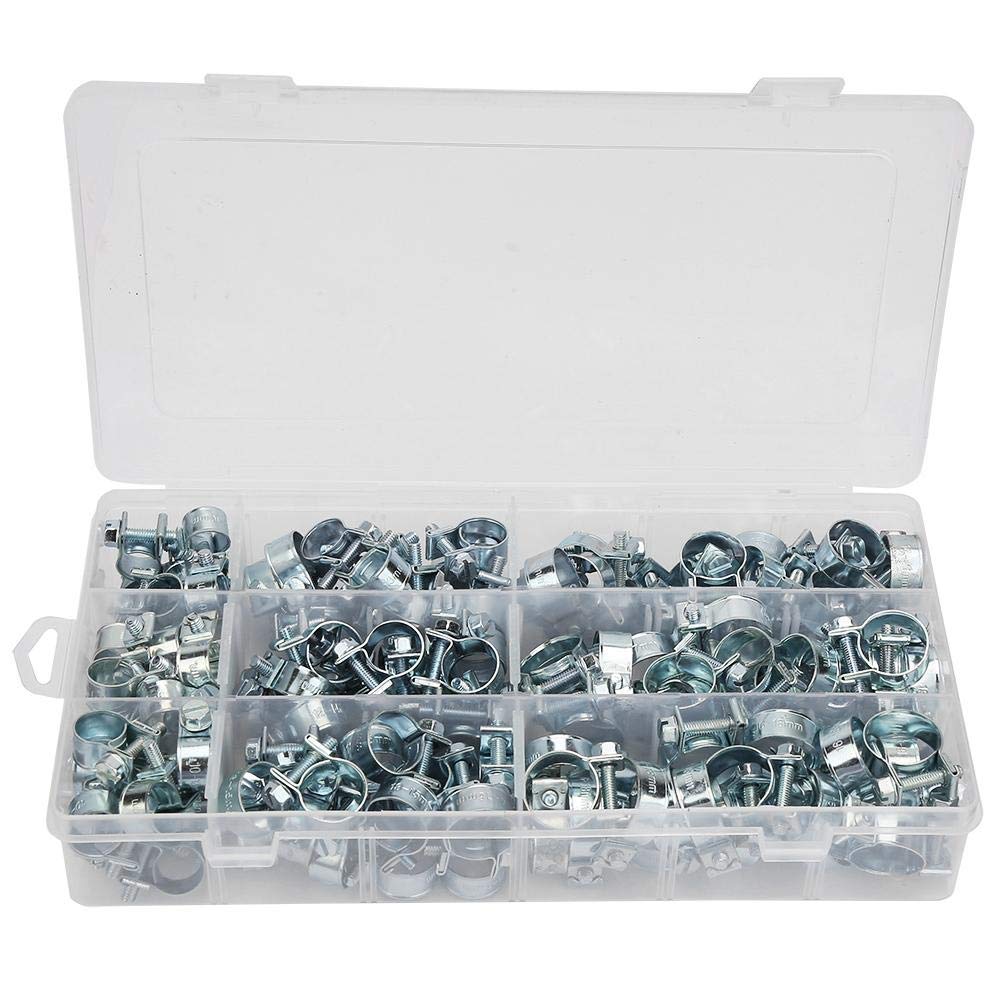Premium Carbon Steel Hose Clamps - 135 Pcs Heavy Duty Pipe Clips Set with Wide Adjustment Range for Plumbing, Automotive & Workshop Tools | Ideal for Water Pipes, Fuel Lines & Industrial Applications