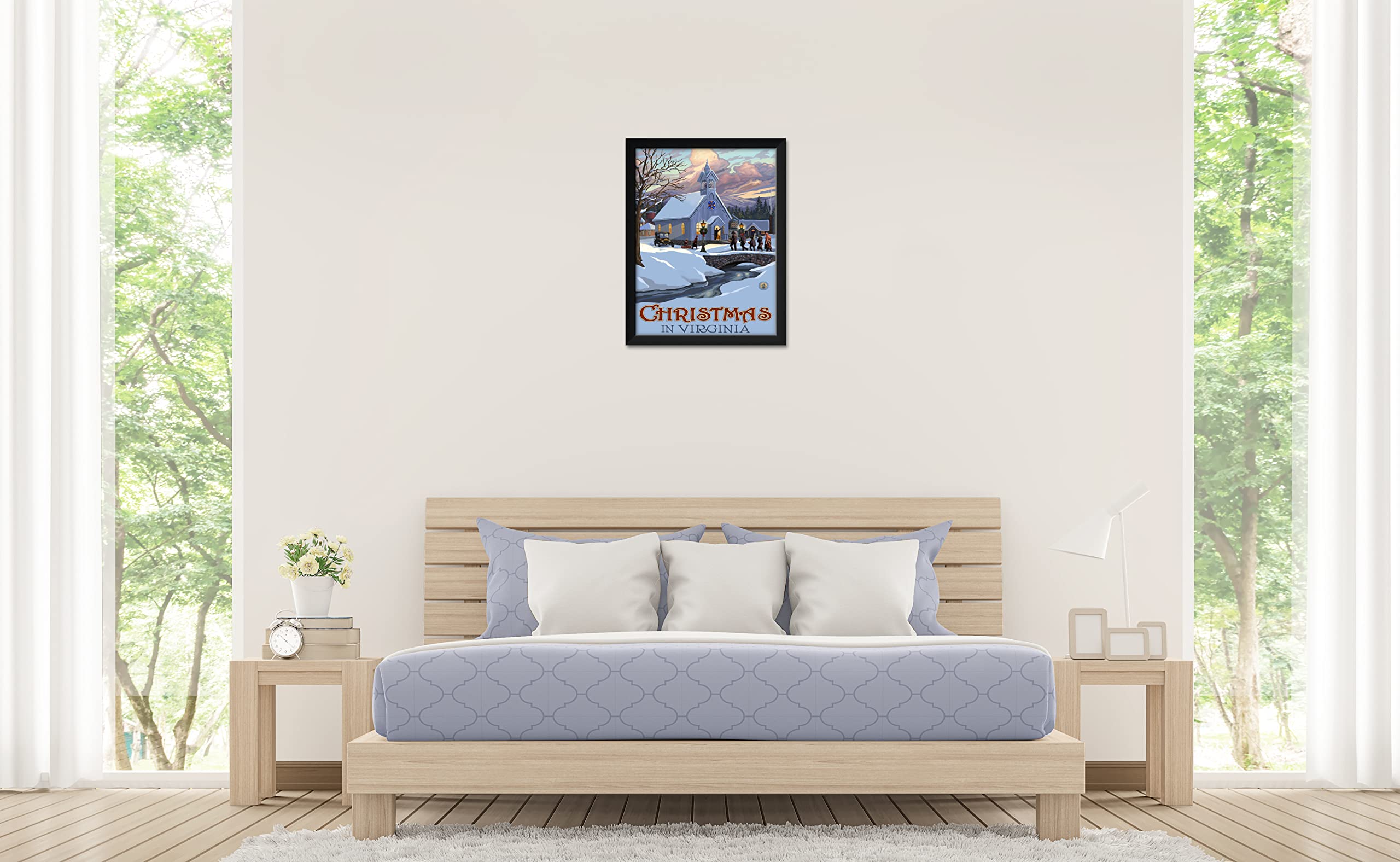 Virginia & New England Christmas Framed Art Print by Paul A. Lanquist - 20x26 Inch Holiday Wall Decor for Home, Office & Gift Giving