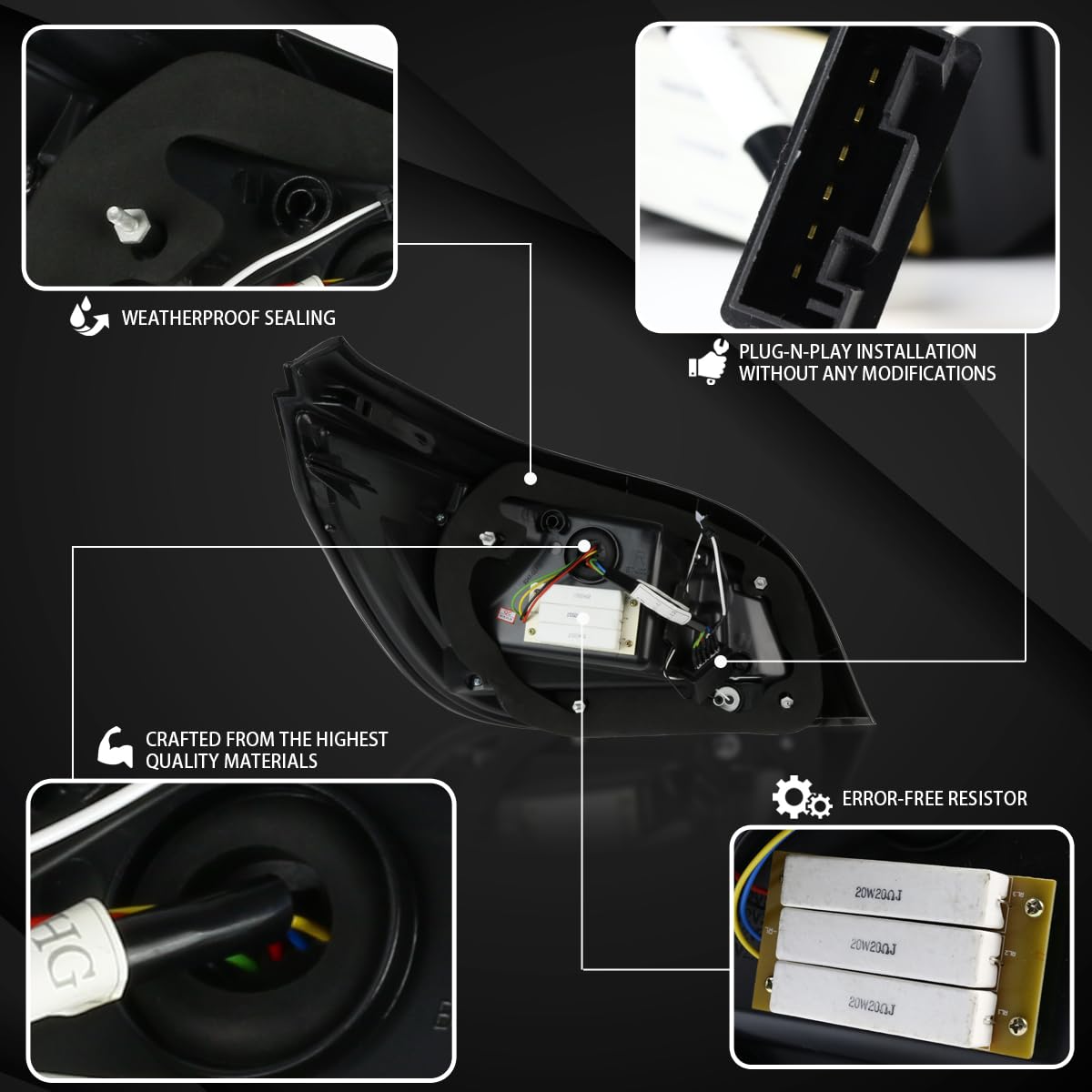 AUTOZENSATION LED Tail Lights for 2004-2007 BMW E60 5-Series Sedan - Red LED Bar Design (Left & Right Pair) - Enhanced Visibility & Style for Night Driving & Car Customization