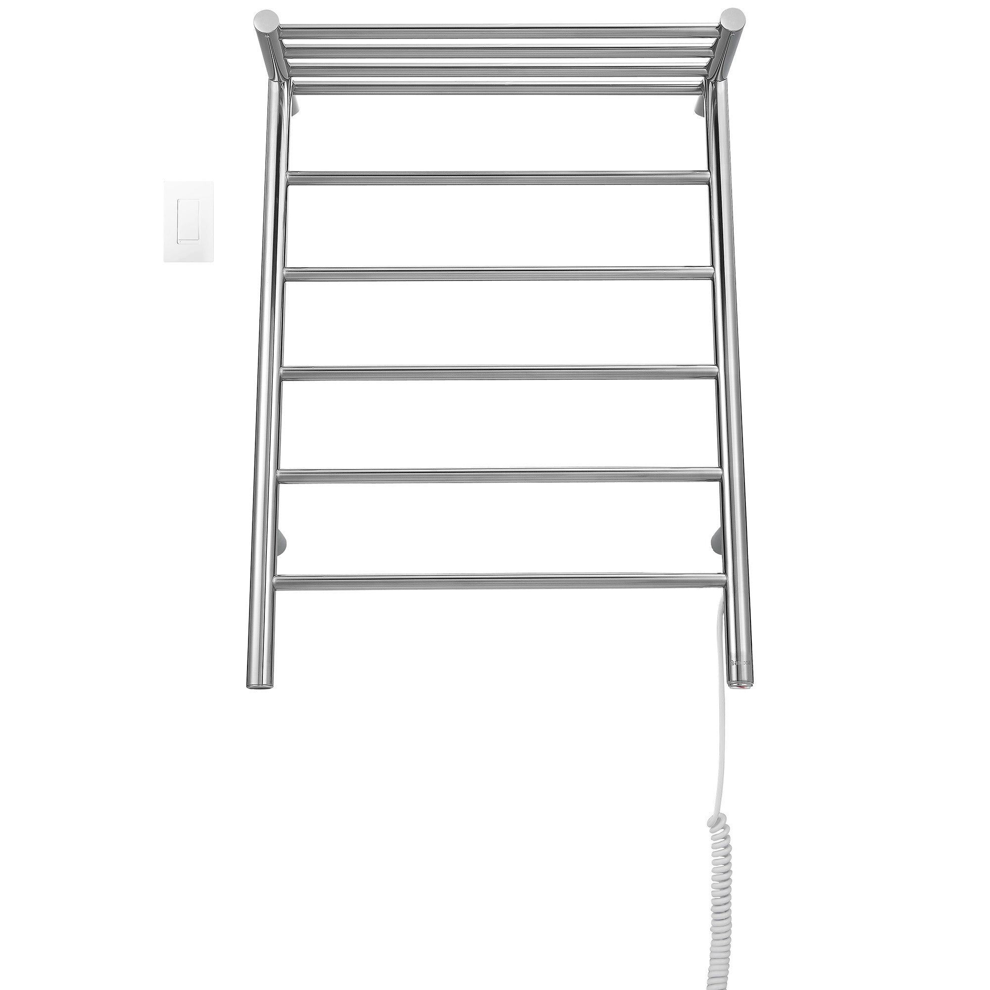 Miazzo 5 Bar Electric Wall Mount Towel Warmer with Shelf - Plug In or Hardwire, Polished Stainless Steel, WiFi Timer - Perfect for Bathroom, Spa, Gym & Luxury Home Heating
