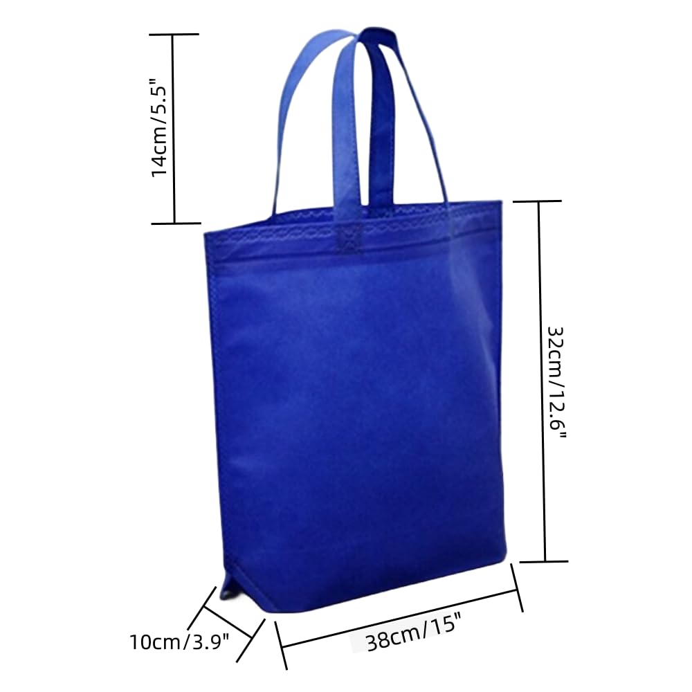10-Pack Reusable Non-Woven Grocery Tote Bags with Handles - Eco-Friendly Shopping Bags for Travel, Kitchen, Dining & Food Storage (Blue) - Perfect for Groceries, Picnics & Beach Trips