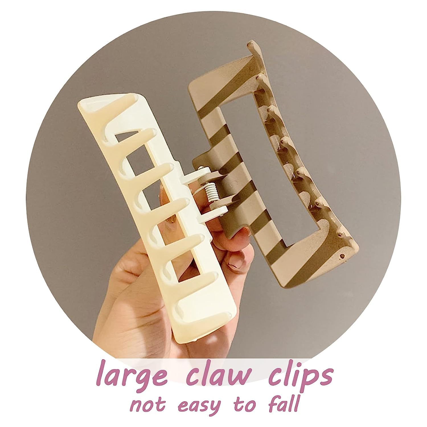 2PCS Matte Two-Tone Rectangle Hair Claw Clips - 4.3 Inch Large Hair Clips for Women & Girls - Strong Hold Hair Accessories for Thick Hair - Perfect for School, Work, and Everyday Styling