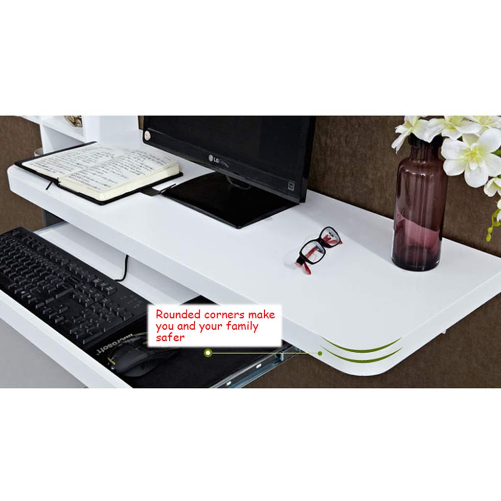Wall-Mounted Floating Computer Desk - Adjustable Keyboard Tray & Sturdy Main Frame, 80cm Compact Study Writing Desk for Home Office, Bedroom, or Small Spaces - Perfect for Remote Work, Gaming & Laptop Use