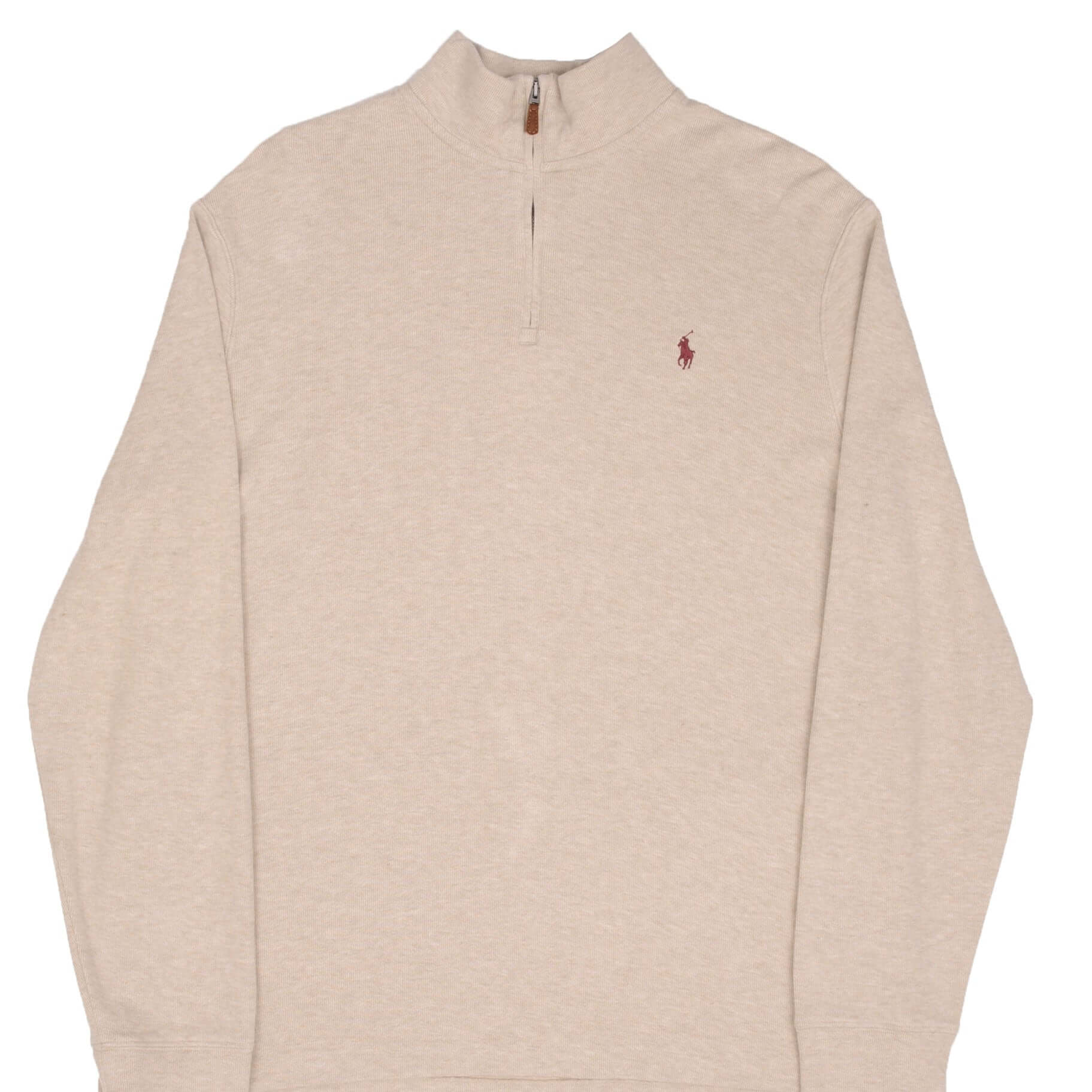 Ralph Lauren Men's Beige Quarter Zip Sweater - Size Large | Casual Pullover for Work, Travel & Outdoor Activities