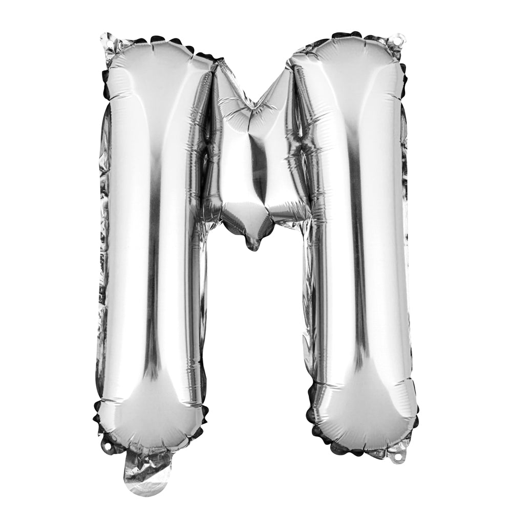 Balloonify Silver Mylar Letter M Balloon - 16 Inch Large Foil Alphabet Balloon for Birthday Party Decorations, Baby Shower, Graduation & Anniversary Celebrations
