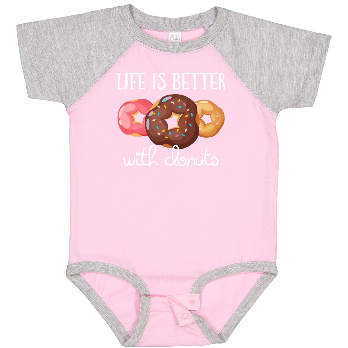Inktastic Life is Better with Donuts Baby Bodysuit - Cute Donut Print Onesie for Newborns & Infants - Perfect for Birthday Parties, Photo Shoots & Everyday Wear
