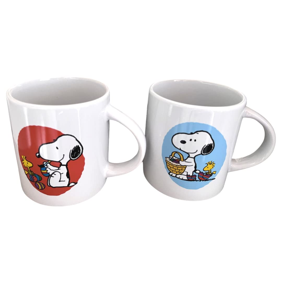 Peanuts Snoopy Easter Gift Set - 4-Pack Insulated Cooler Glasses & 2-Pack Ceramic Mugs with Easter Eggs Basket & Spring Flowers Decor | Perfect for Easter Celebrations, Spring Parties, and Snoopy Fans Collectibles