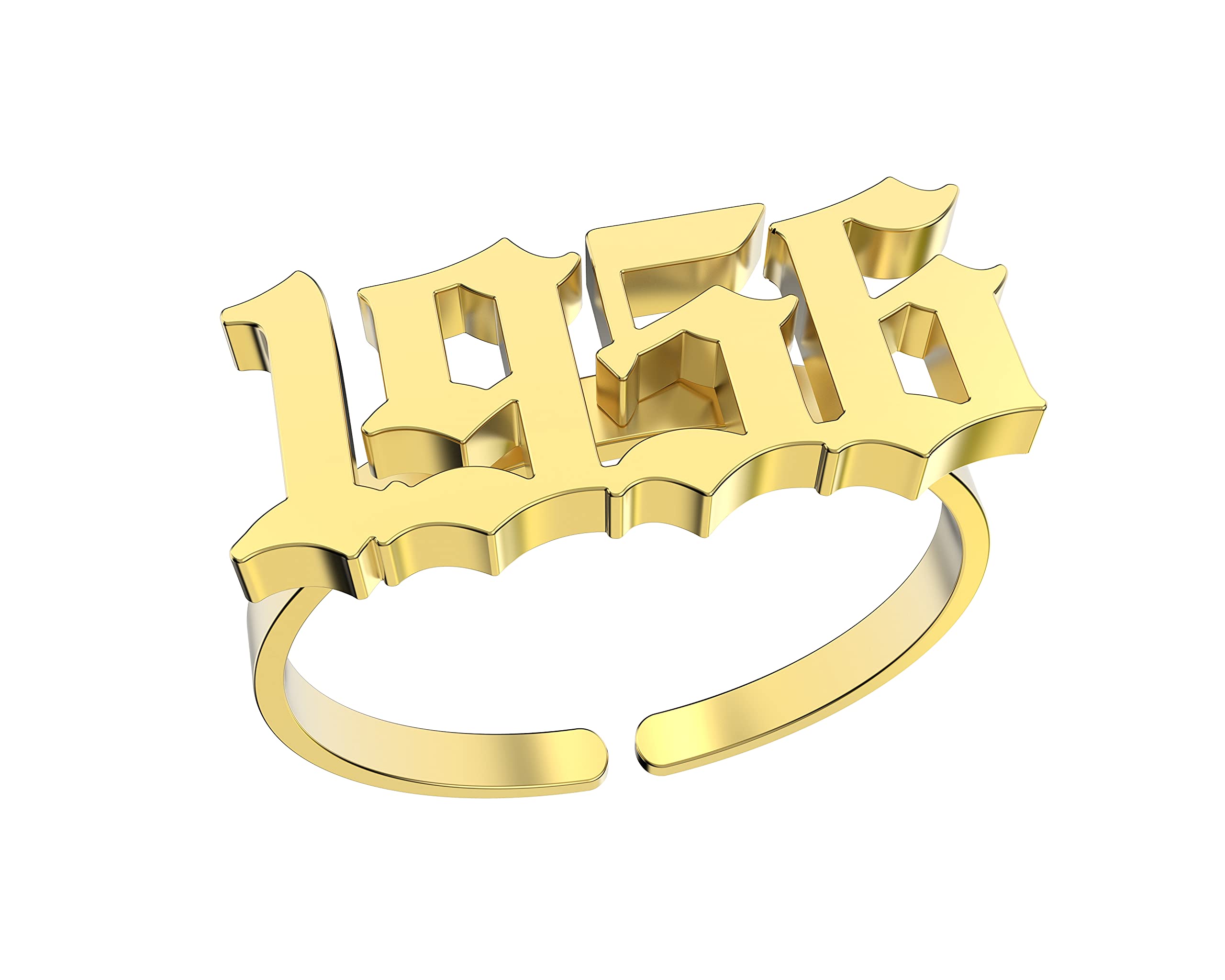 Haobase Adjustable Birth Year Rings for Women & Men - Stainless Steel Gold Wedding Band Jewelry - Perfect for Anniversaries, Engagements & Gifts