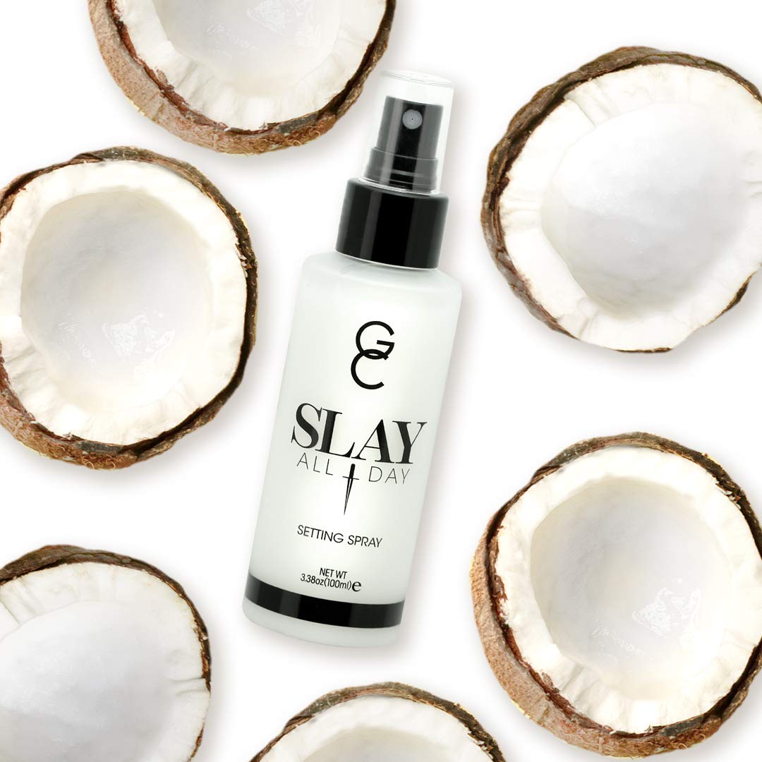 GC Makeup Setting Spray - Gerard Cosmetics Slay All Day Coconut Scented | Oil Control & Matte Finish Facial Mist | Makeup Sealer & Primer | Keeps Makeup Fresh All Day | 3.38oz (100ml) | Cruelty Free & USA Made | Perfect for Daily Wear, Special Occasions & Hot Weather