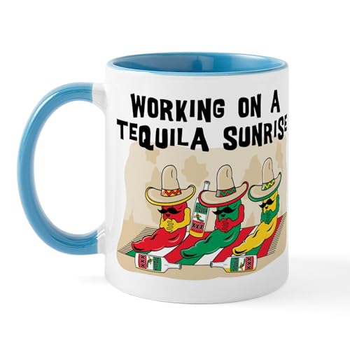 White/Blue Inside - Working On A Tequila Sunrise Mug