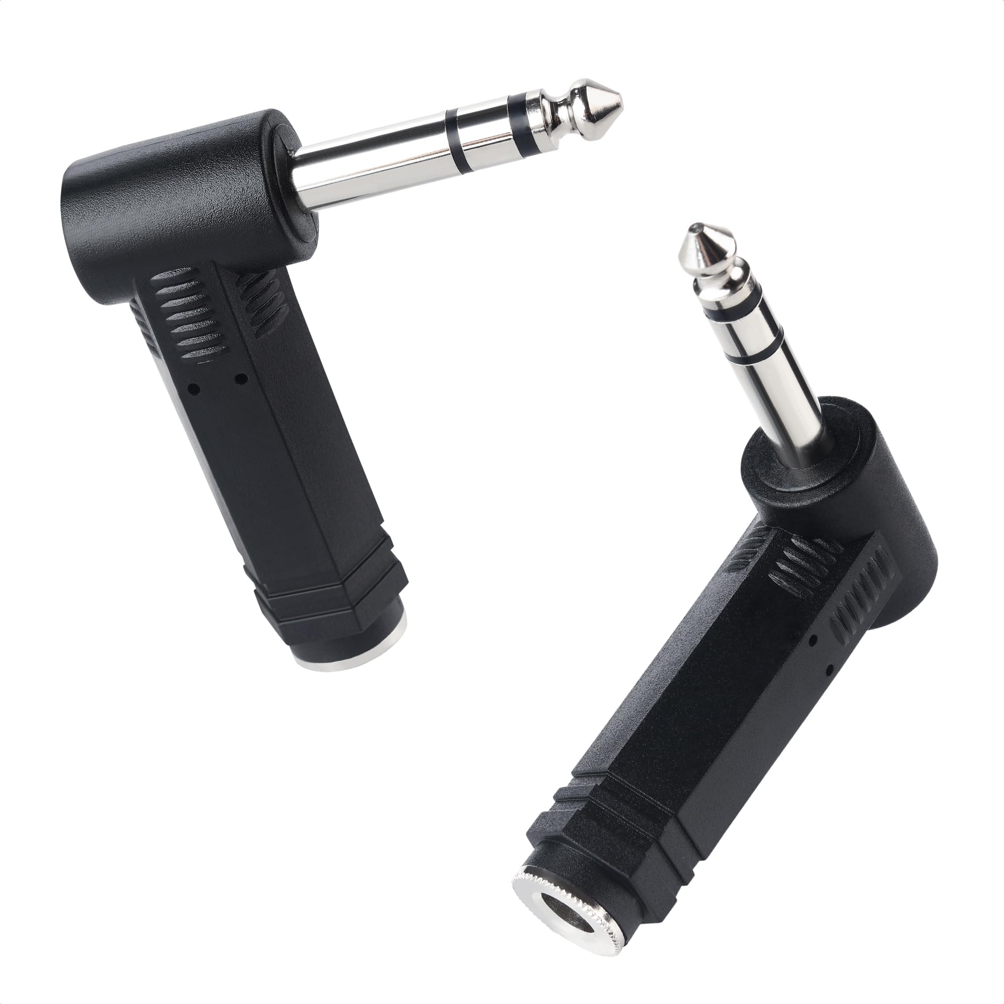Cable Matters 2-Pack 1/4 Right Angle TRS Adapter - 6.35mm Right Angle Audio Connector for Professional Studio Equipment, Guitar, Keyboard & DJ Gear - Perfect for Tight Spaces & Clean Cable Management