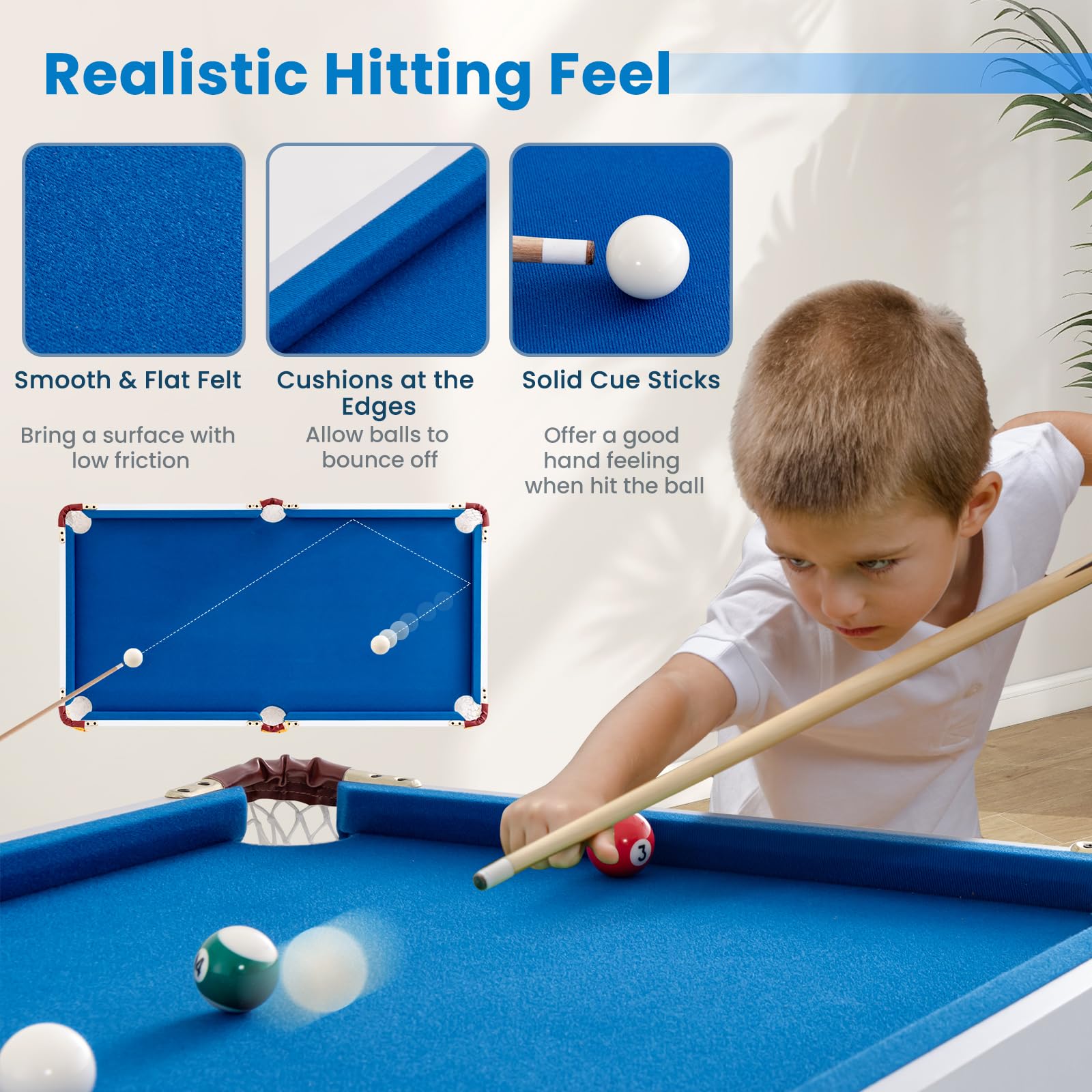 HONEY JOY 48 Inch Portable Folding Pool Table Set - 4 FT Mini Billiard Table with 2 Cue Sticks, 16 Balls, Triangle Rack, 2 Chalks & Brush - Indoor Outdoor Game Table for Kids Adults & Family Game Room - Perfect for Home Entertainment, Parties & Backyard Fun