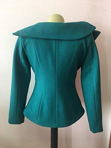 Women's Wool Punk Jacket - Avant Garde Turquoise Blazer with Asymmetrical Flared Design | Perfect for Gothic Fashion, Night Outfits & Streetwear Style