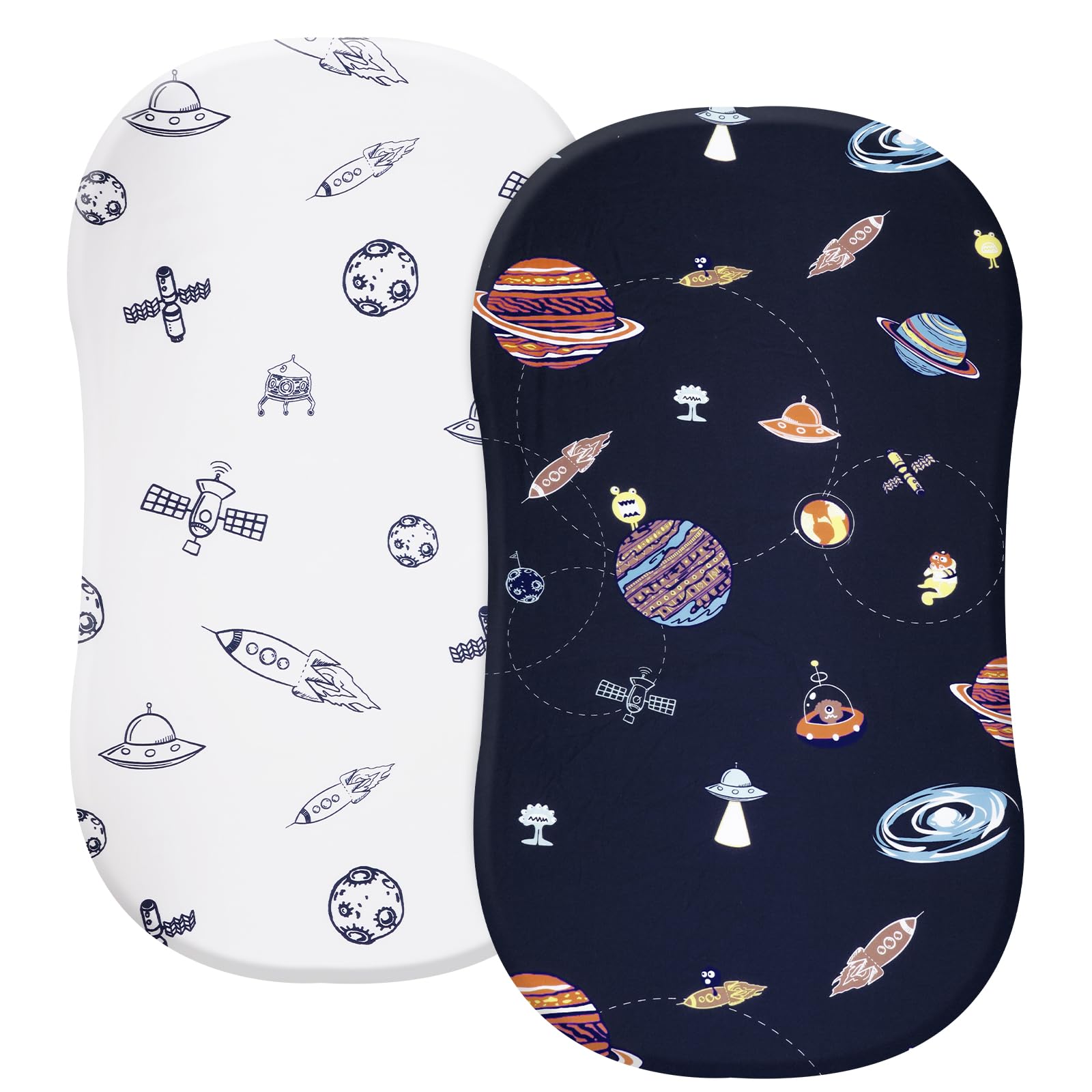 PHF Soft Bassinet Sheet Set - 2 Pack Silky Comfortable Breathable Crib Sheets for Baby Boys & Girls | Universal Fit for Most Cribs and Bassinets | Perfect for Nursery, Daycare & Travel Use