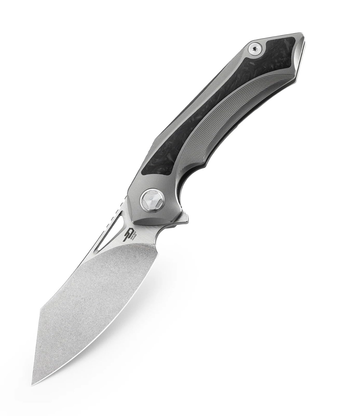 Bestech Knives BT1909A Kasta Framelock Folding Pocket Knife - Gray Titanium Handle, D2 Steel Blade for Outdoor, Camping, EDC & Survival Gear