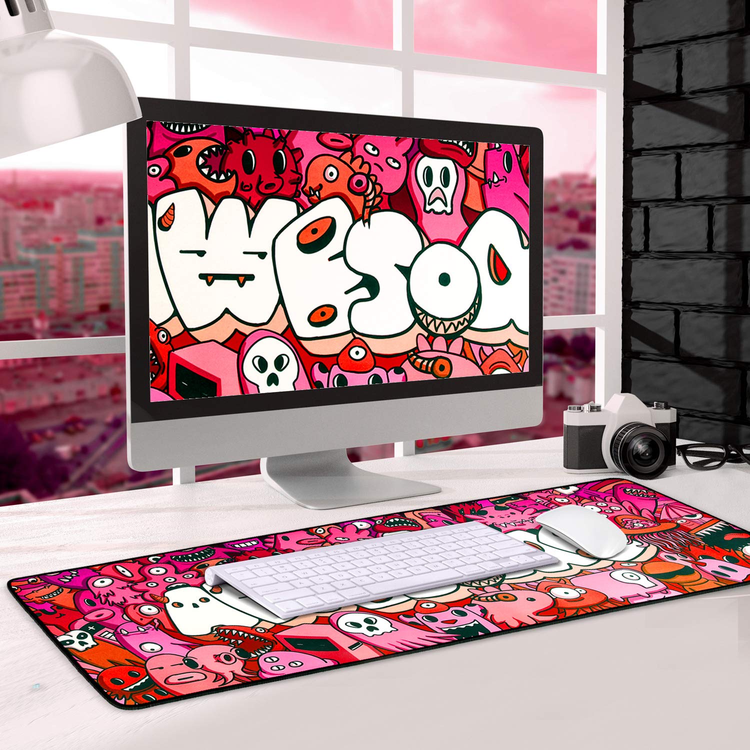 Large Extended Gaming Mouse Pad - 31.5x11.8 Inch Non-Slip Mouse Mat with Cool Graffiti Anime Design for PC, Laptop & Computer - Perfect for Gamers, Office Work & Home Use