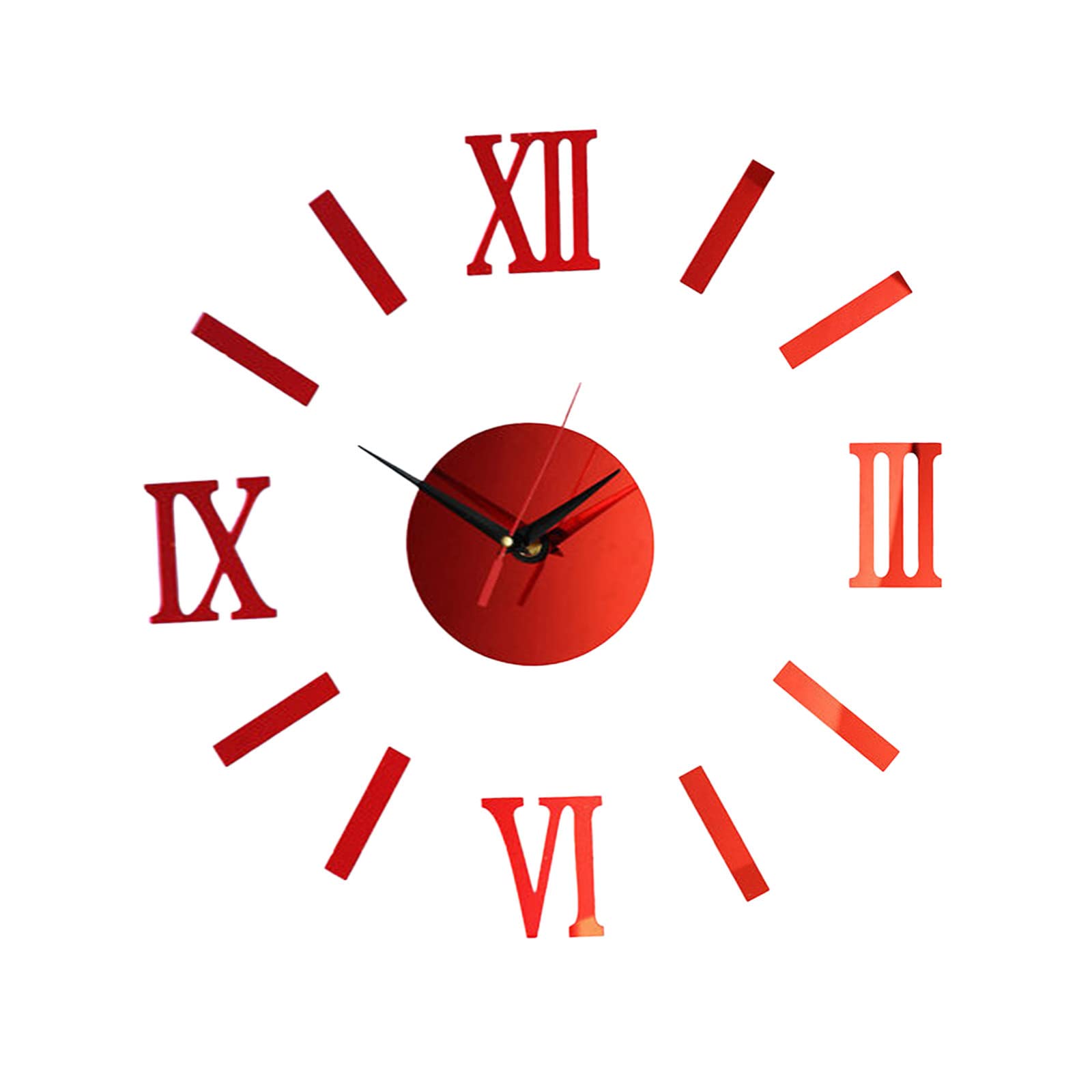 DIY Acrylic Mirror Wall Clock - 3D Sticker Roman Numeral Silent Clock for Home & Office Decor (D Size) | Modern Wall Sticker for Living Room, Bedroom, Kitchen