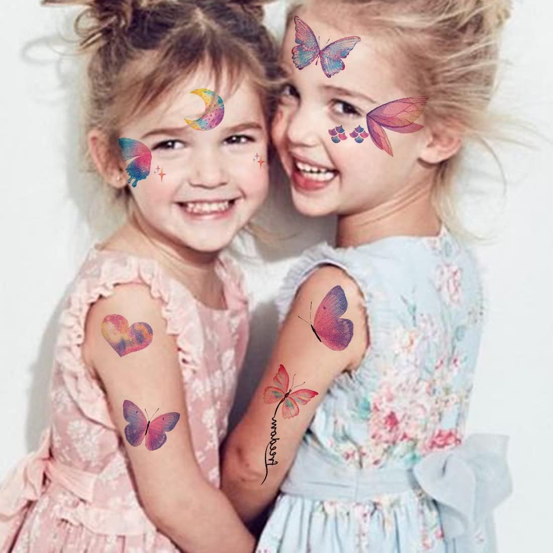 Waterproof Temporary Glitter Butterfly & Bubbles Tattoo Stickers for Women & Girls - Face, Body & Eye Makeup - Perfect for Parties, Festivals & Costume Events