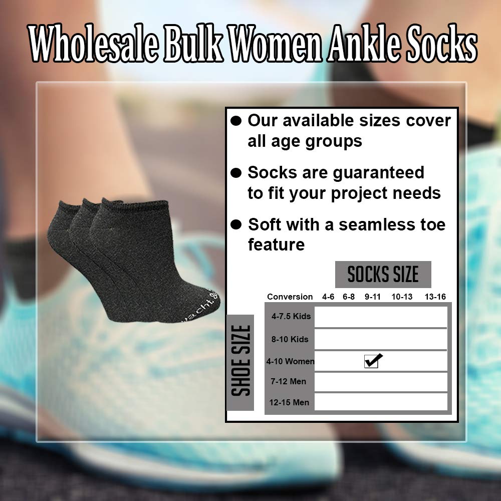 Yacht & Smith 240 Pair Low Cut Socks - Thin, Comfortable & Breathable Women's Athletic Socks in Bulk (Gray) - Perfect for Running, Gym Workouts & Everyday Wear