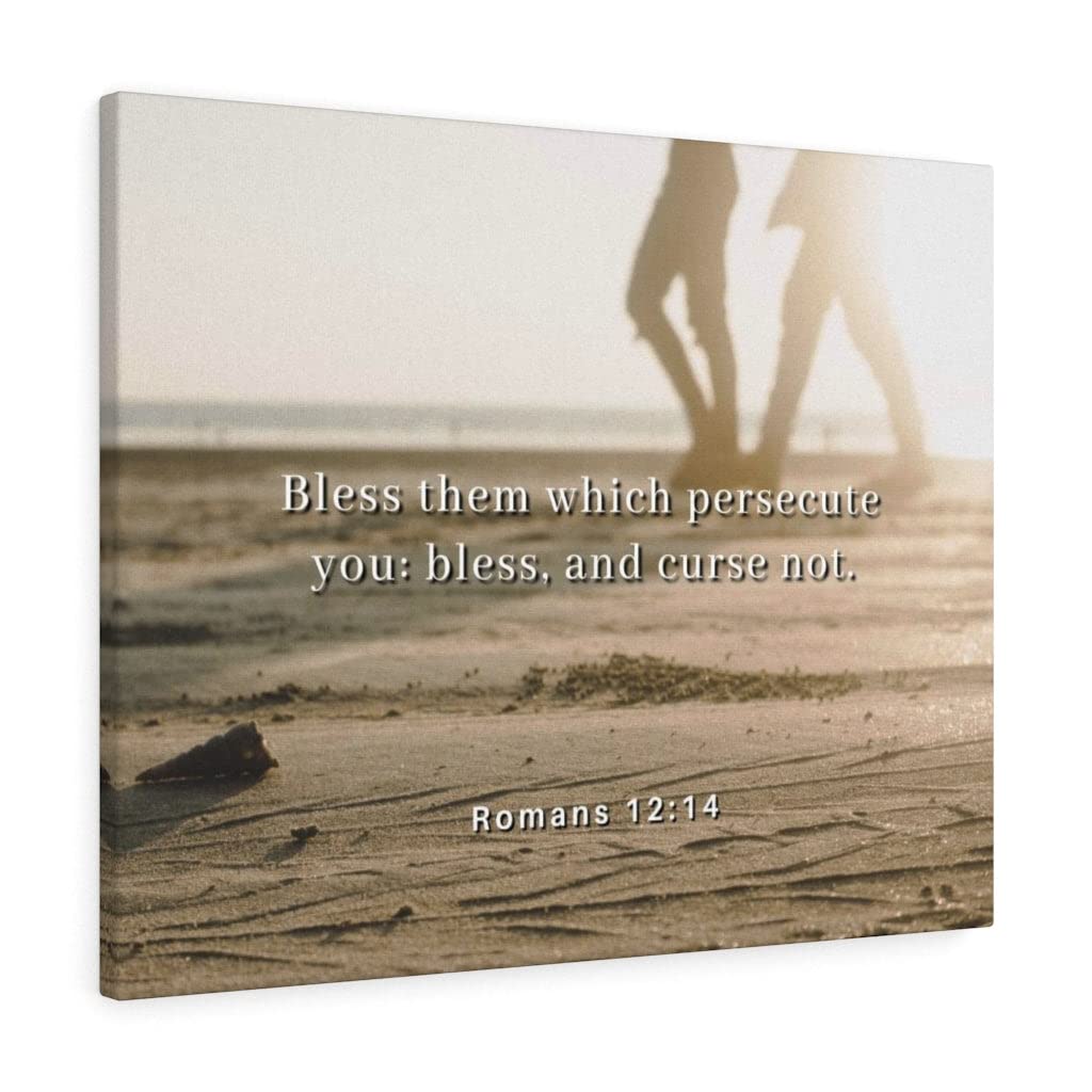Christian Wall Art - Romans 12:14 Bible Verse Print - Inspirational Scripture Wall Decor - Ready to Hang Gift for Home, Church & Office - Perfect for Christian Gifts, Housewarming & Spiritual Encouragement