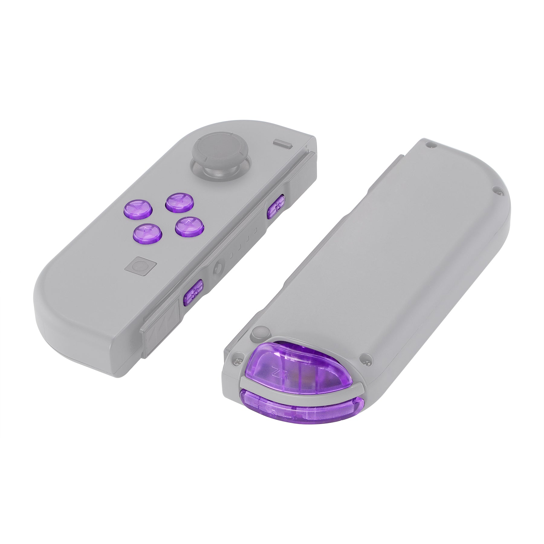 eXtremeRate Clear Atomic Purple Replacement ABXY Buttons & Triggers Kit for Nintendo Switch JoyCon & OLED JoyCon - Includes Direction Keys, SR/SL/L/R/ZR/ZL Buttons, Springs & Tools (Shell Not Included) - Perfect for DIY Repair & Controller Customization