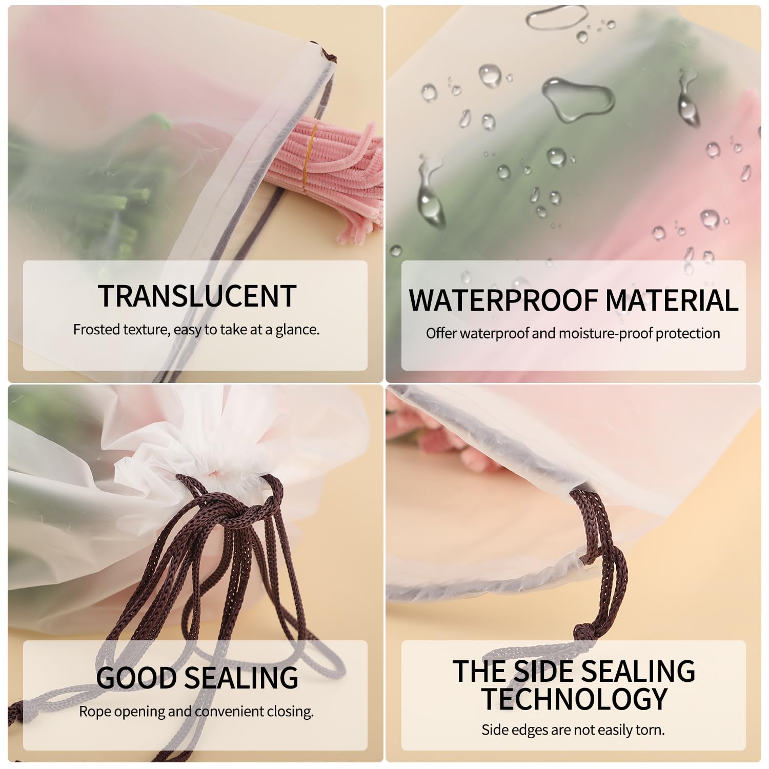5PCS Large Clear Waterproof Shoe Bags for Travel - Transparent Drawstring Shoe Storage Organizer Pouch for Men & Women | Perfect for Packing, Dust Protection & Gym Shoes Organization