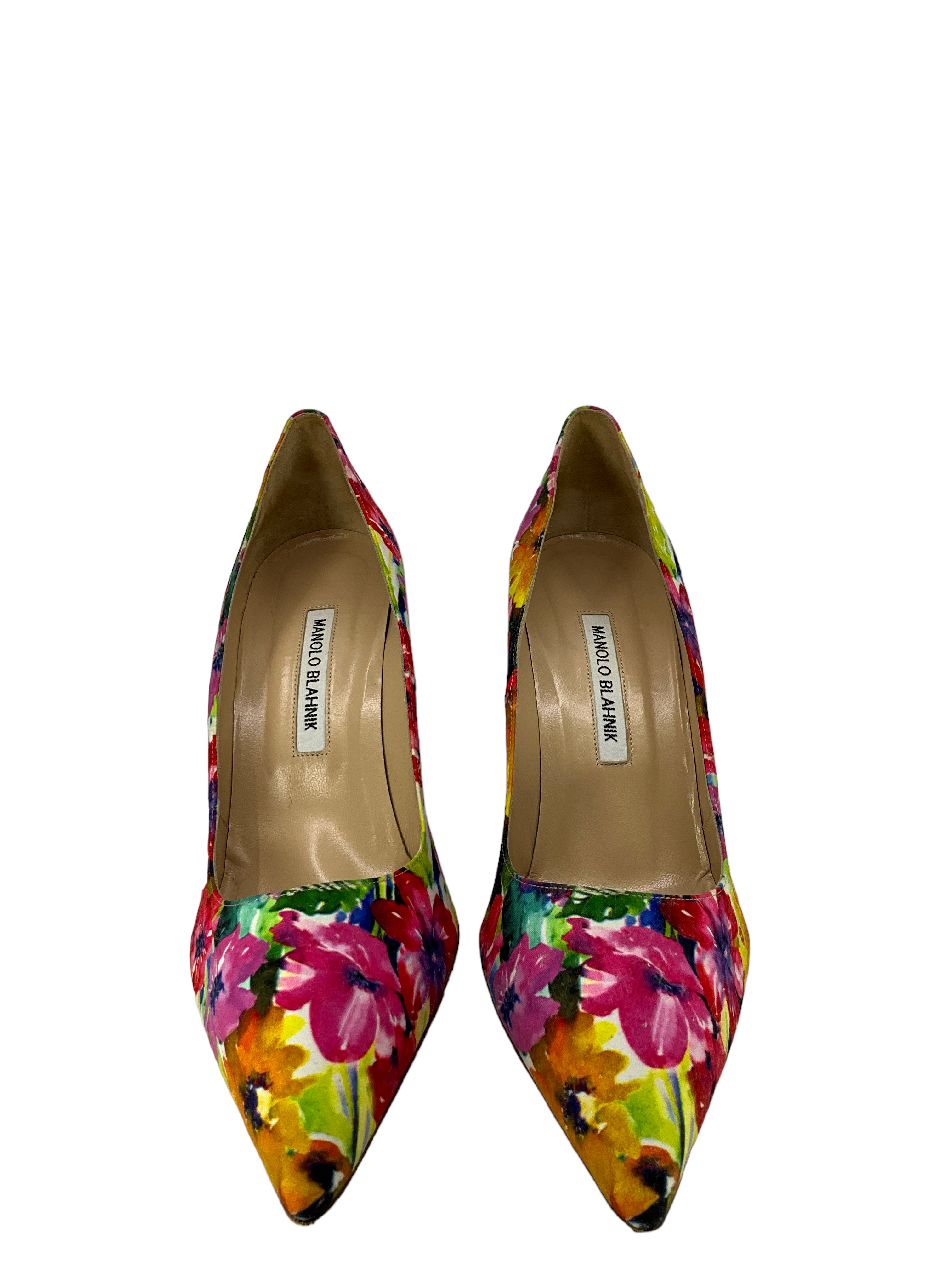 Manolo Blahnik Floral Print Pumps Women's Size 11 | Elegant High Heel Shoes for Weddings, Parties & Special Occasions