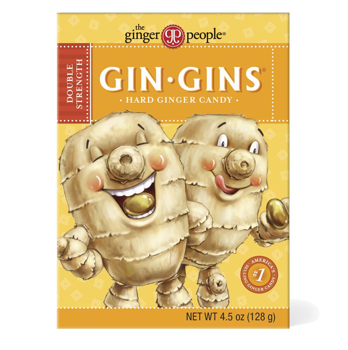 GIN GINS Double Strength Ginger Hard Candy – 100% Natural Ginger Chews for Nausea Relief & Digestive Support – Individually Wrapped Healthy Treats – Made with Fresh Ginger Rhizome – 4.5oz Box (Pack of 12) – Perfect for Travel, Motion Sickness & Morning Wellness