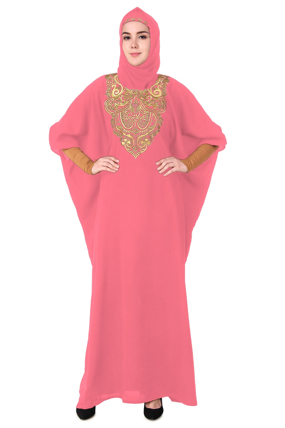 Exquisite Floral Hand Embroidered Kaftan Dress for Women - Boho Chic Beach Cover Up, Resort Wear & Summer Vacation Outfit