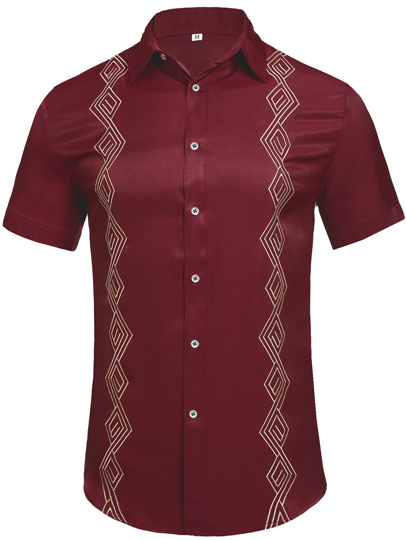 Daupanzees Men's Guayabera Cuban Shirts - Short Sleeve Embroidered Casual Button Down Shirts for Beach, Summer & Vacation Wear - Lightweight Breathable Fabric for Tropical Weather