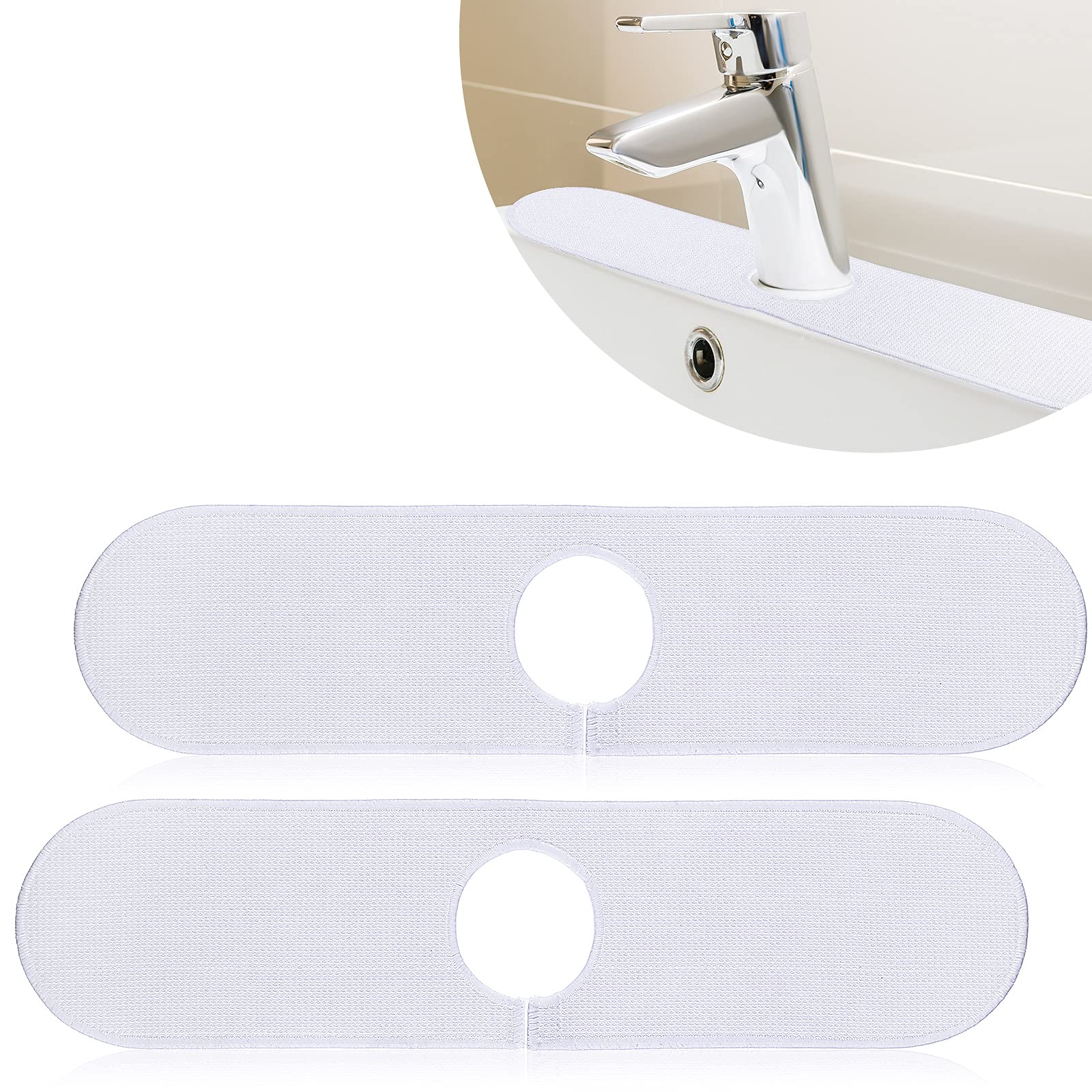 2-Pack White Kitchen Sink Splash Guard Mats - Non-Slip Faucet Splash Catcher for Countertops, Behind Sink Protection for Kitchen & Bathroom - Ideal for Preventing Water Spills & Keeping Countertops Dry