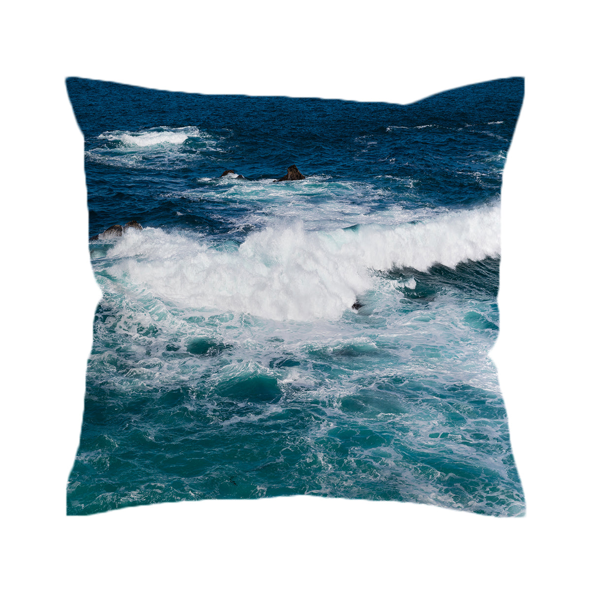 Ocean Blue Decorative Pillow Cover - Soft & Breathable Cotton Linen Blend for Couch, Bed, Sofa - Coastal & Nautical Home Decor for Living Room, Bedroom, Beach House