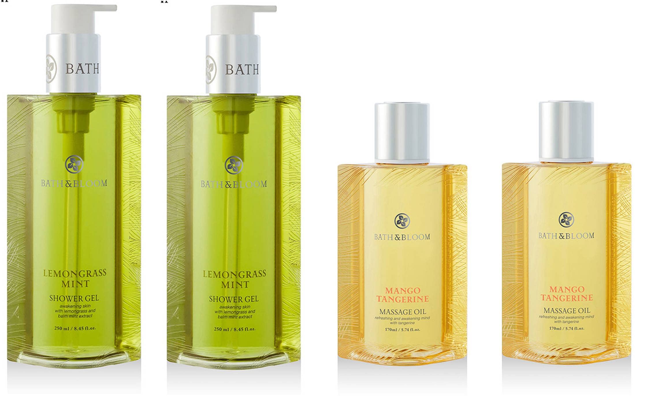 Bath & Bloom Lemongrass Mint Shower Gel & Mango Tangerine Massage Oil Set | Refreshing Body Care Gift for Spa, Relaxation & Self-Care Routine
