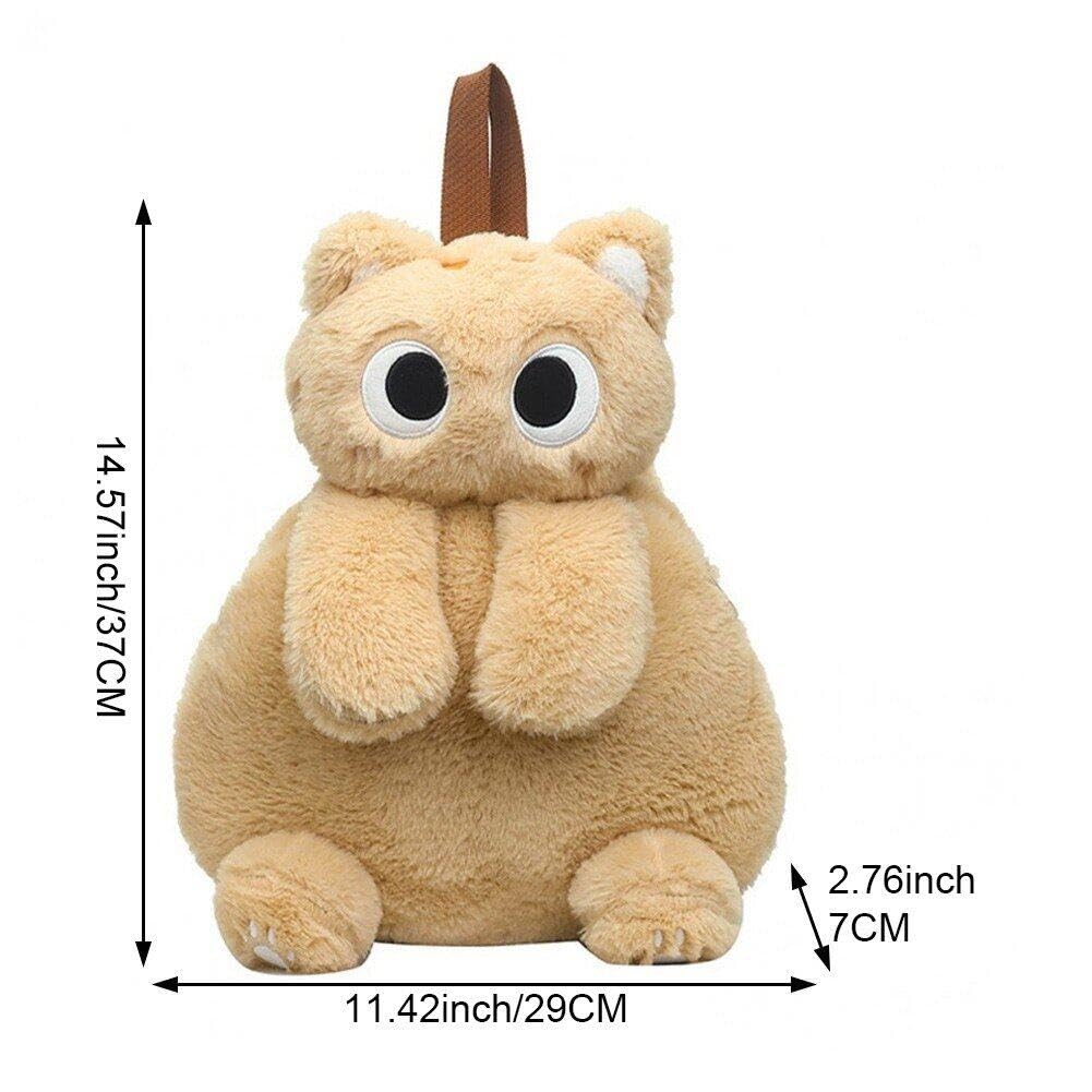 Cute Plush Cat Backpack for Girls - Adjustable Strap Fluffy Animal Shoulder Bag | Kids Cartoon Travel Backpack for School, Outings & Cosplay