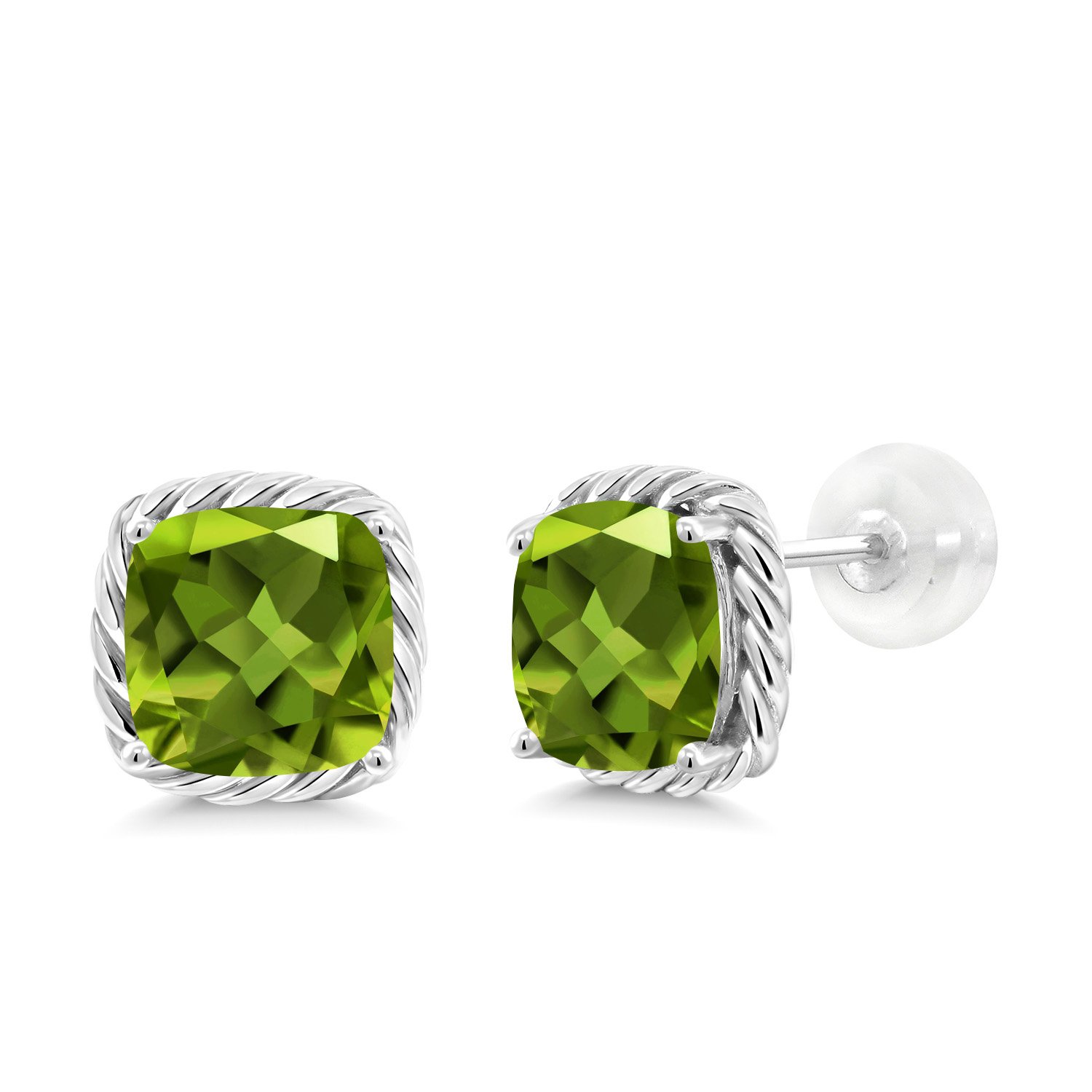10K White Gold 7MM Cushion Cut Birthstone Stud Earrings for Women & Men | Gemstone Jewelry Gifts for Mom, Wife, Her | Fine Jewelry for Everyday Wear & Special Occasions