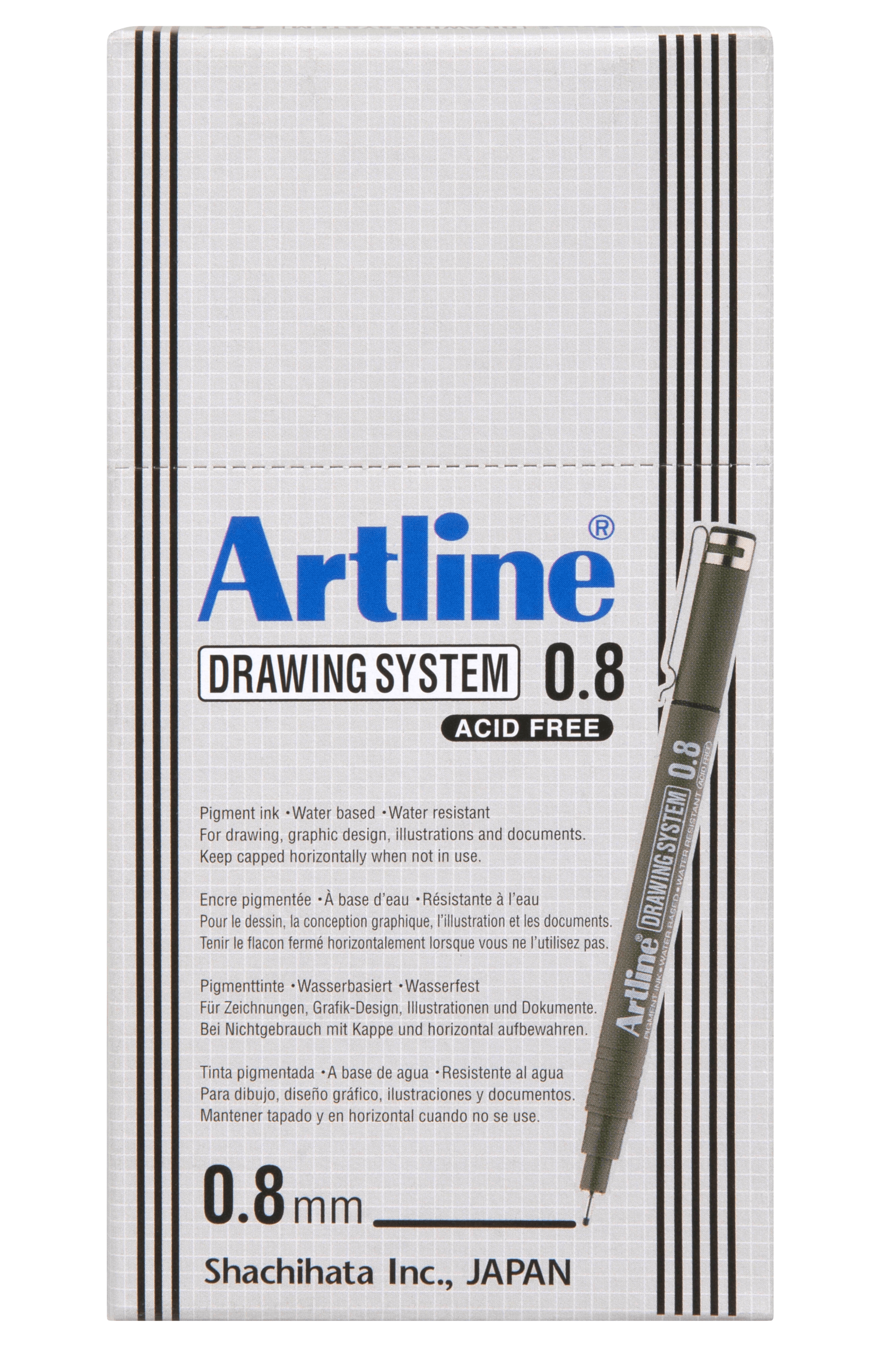Artline 238 Drawing System Pen 0.8mm Fine Tip Black Ink - 12 Pack for Sketching, Technical Drawing & Calligraphy | Perfect for Artists, Architects & Designers
