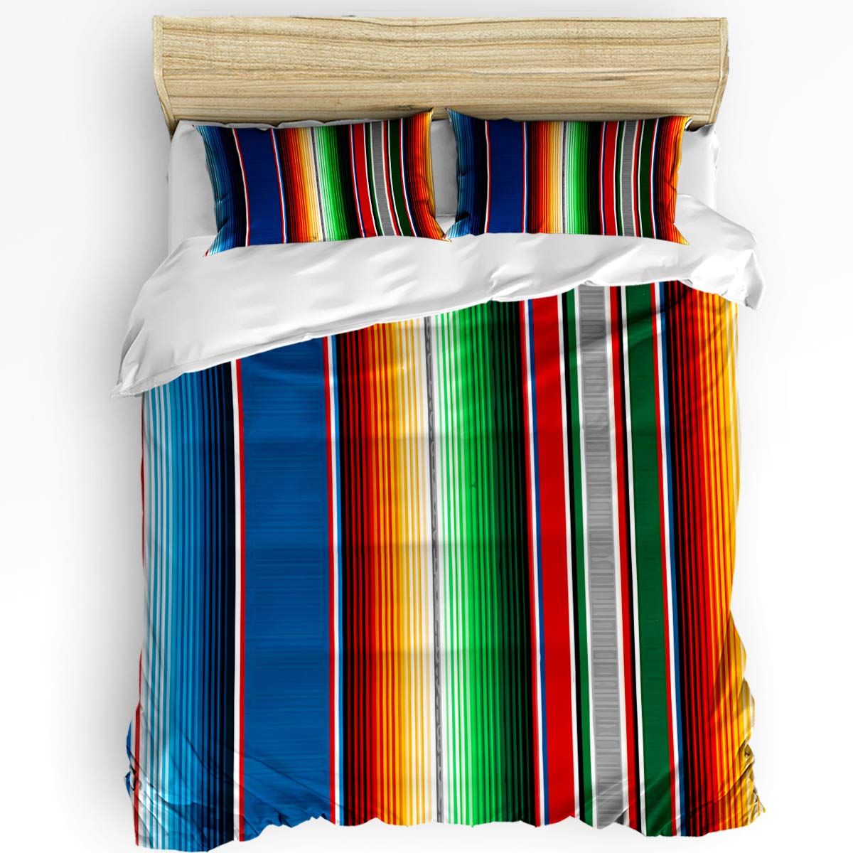 1998 Mexico Stripes 3-Piece Duvet Cover Set - King Size Soft Bedding with Zipper, Includes 1 Comforter Cover & 2 Pillow Shams - Perfect for Master Bedroom, Guest Room & Vacation Homes