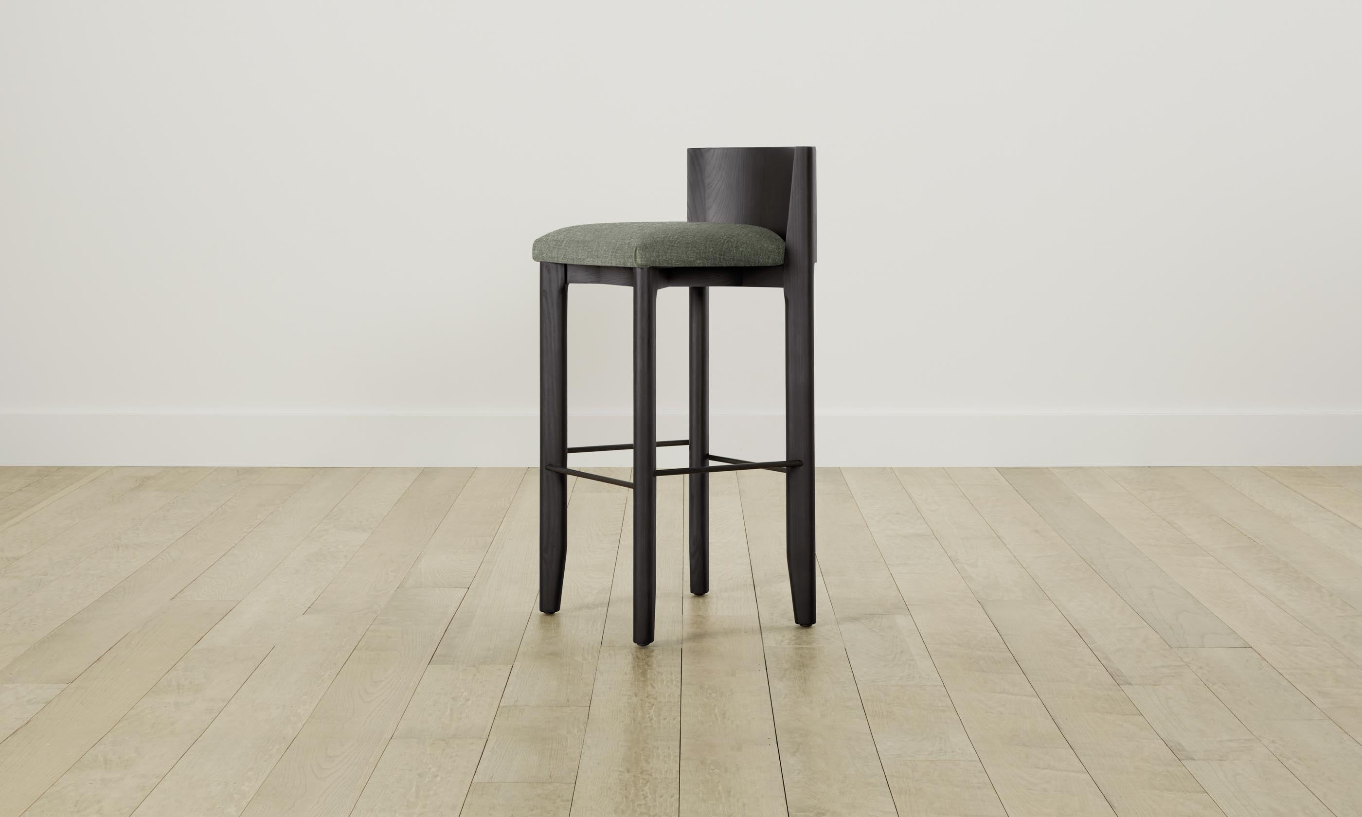 The Delancey Bar & Counter Stool with Heritage Belgian Linen Upholstery in Thyme - Perfect for Kitchen Islands, Breakfast Bars & Modern Home Decor