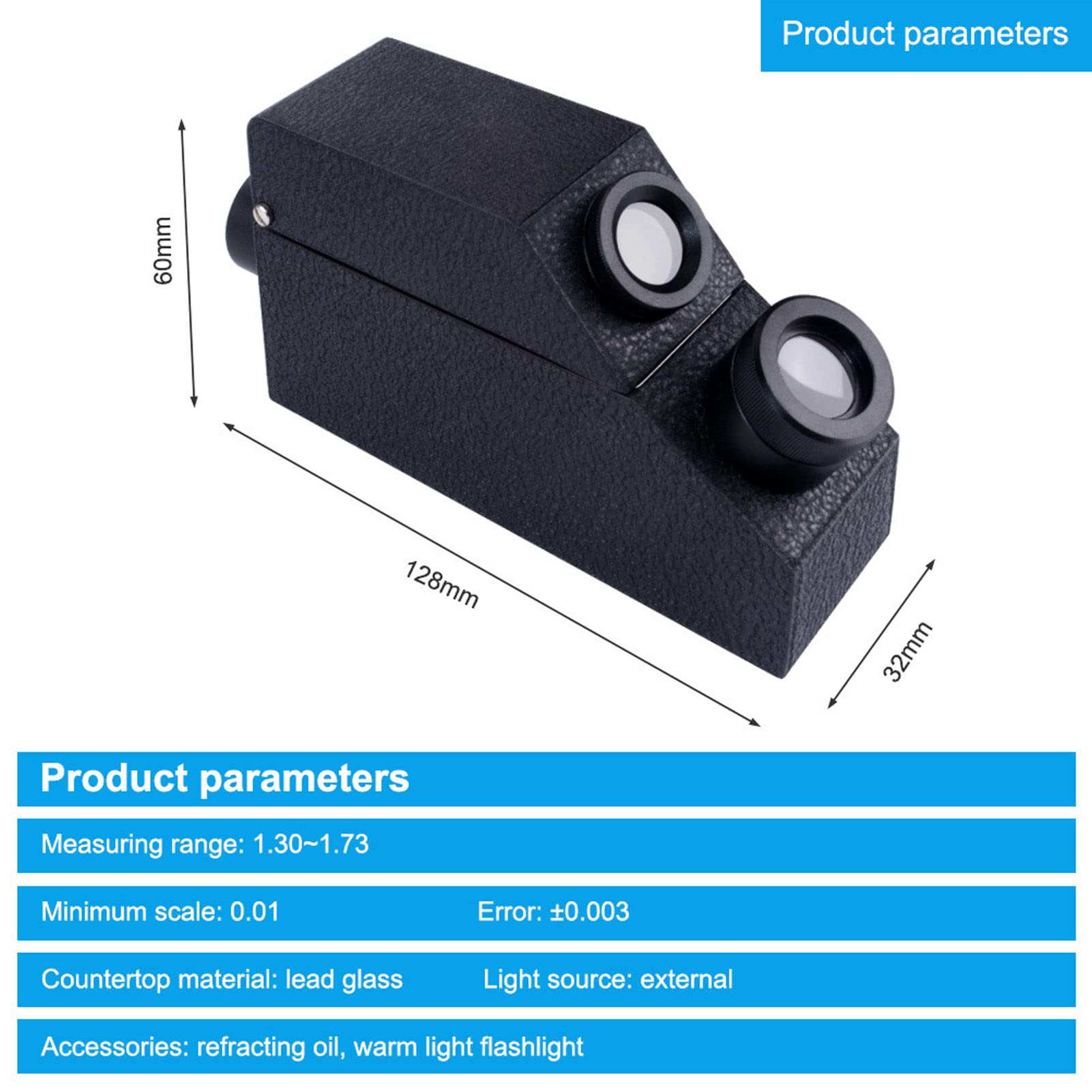 Professional Gemstone Refractometer 1.30-1.81 RI - Portable Jewelry Tester Tool for Gem Identification & Refractive Index Measurement - Perfect for Jewelers, Gemologists & Lapidary Enthusiasts (Ideal for Gem Shows, Jewelry Making & Stone Authentication)