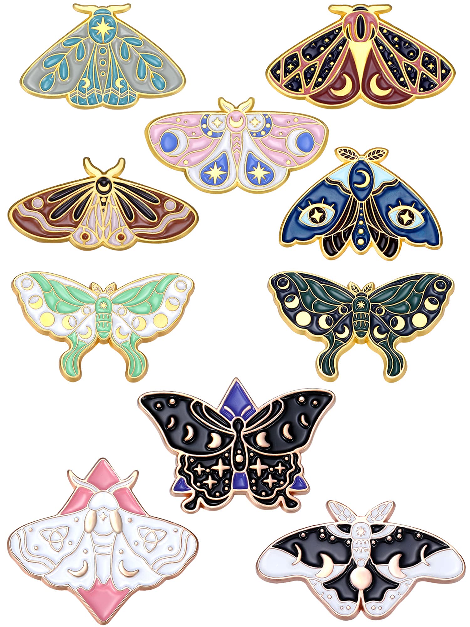 10-Piece Butterfly Enamel Pins Set - Cute Horror & Steampunk Lapel Pins for Women - Perfect for Backpacks, Jackets, Hats & Gothic Jewelry Accessories