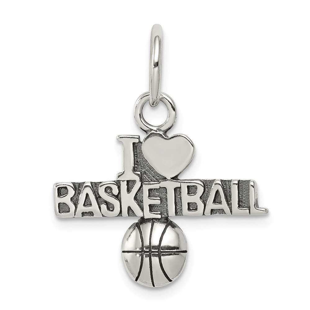 925 Sterling Silver Antique Heart Basketball Charm Pendant - Perfect for Necklaces, Bracelets & Jewelry Making - Great Gift for Basketball Lovers & Sports Fans