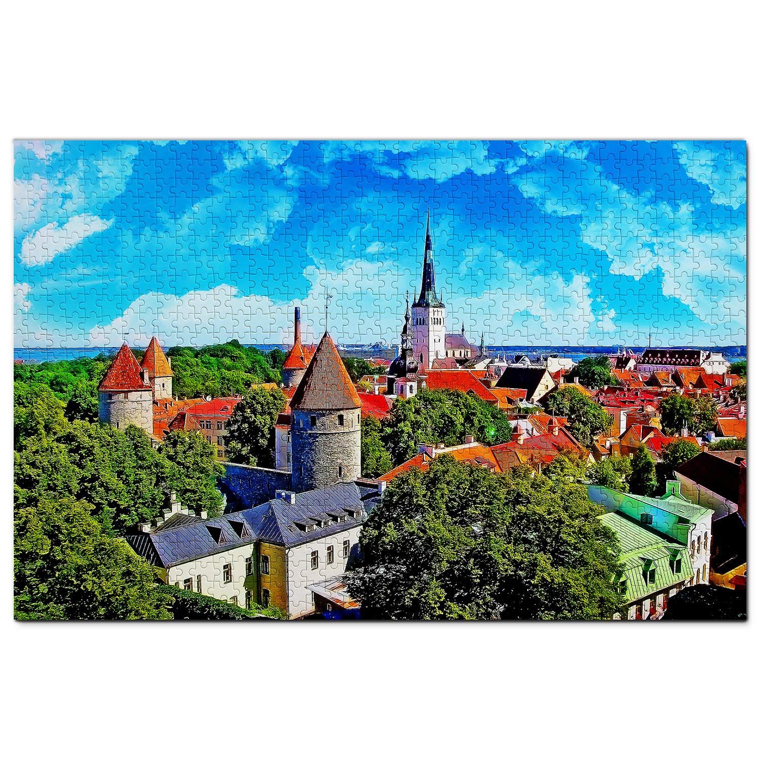 1000-Piece Estonia Jigsaw Puzzle - Old Town Tallinn Wooden Travel Souvenir for Adults & Teens | Perfect for Home Decor, Family Game Night & Educational Gift