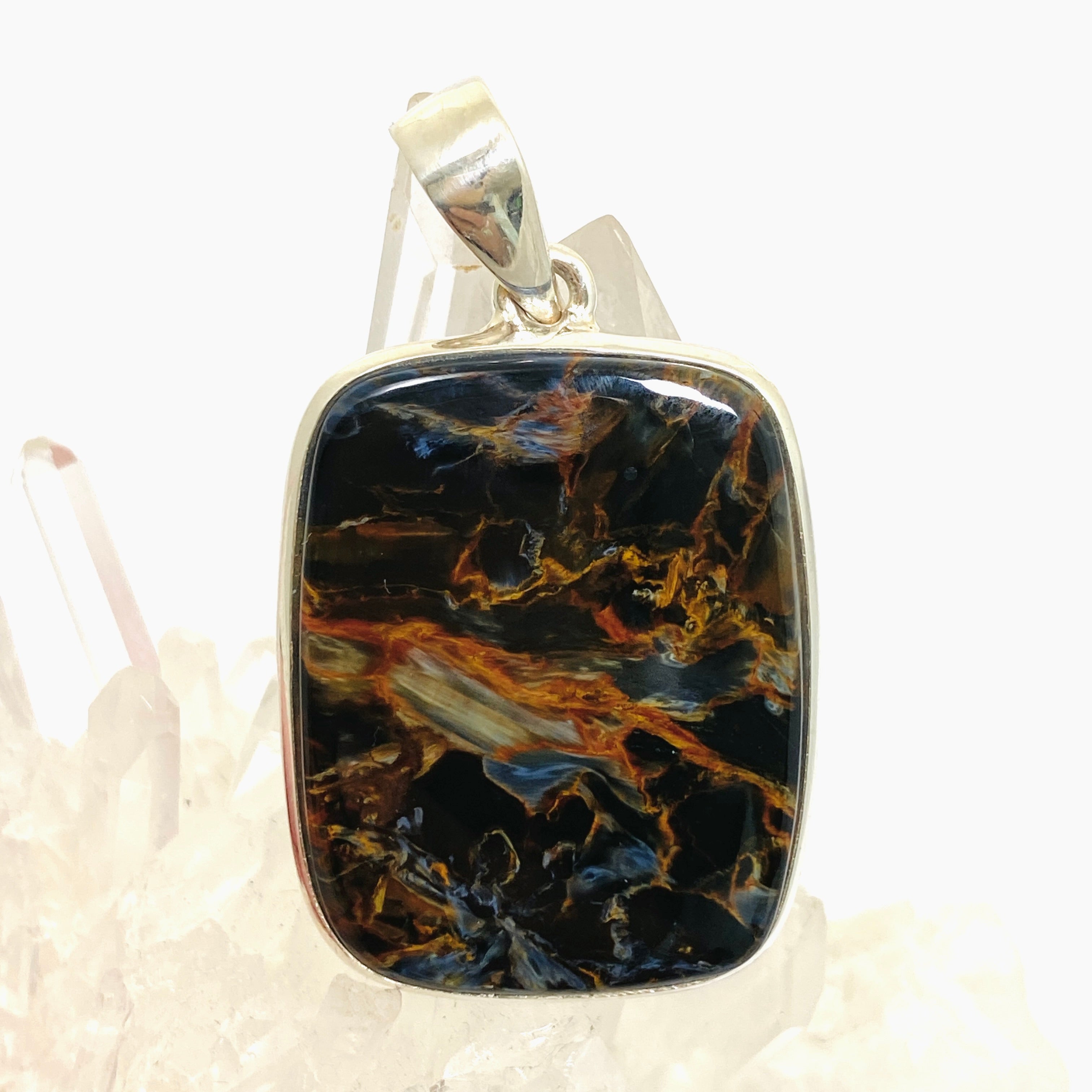 Natural Pietersite Rectangular Cabochon Pendant - Premium Stone Jewelry PPGJ1066 for Women's Fashion & Spiritual Healing