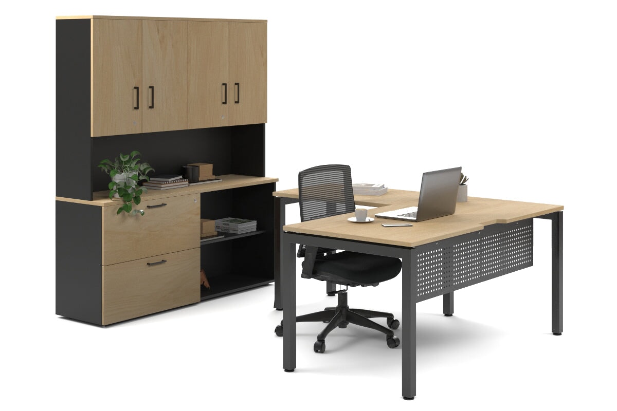 Quadro Square Legs L-Shaped Executive Desk with Black Legs [1600L x 1700W] - Perfect for Home Office, Conference Room & Modern Workspace