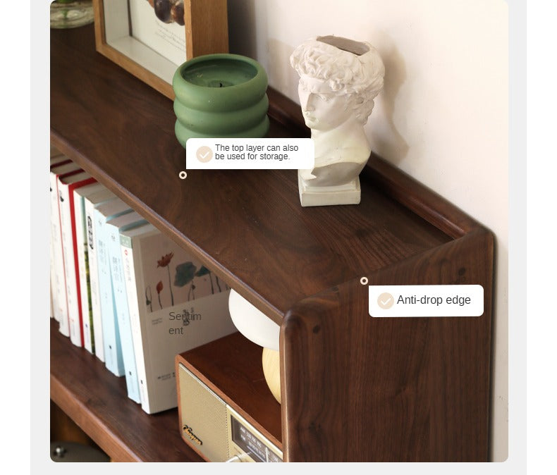Solid Black Walnut Wood Desk Bookshelf - Stylish Home Office Storage & Display Shelf for Books, Decor & Workspace Organization