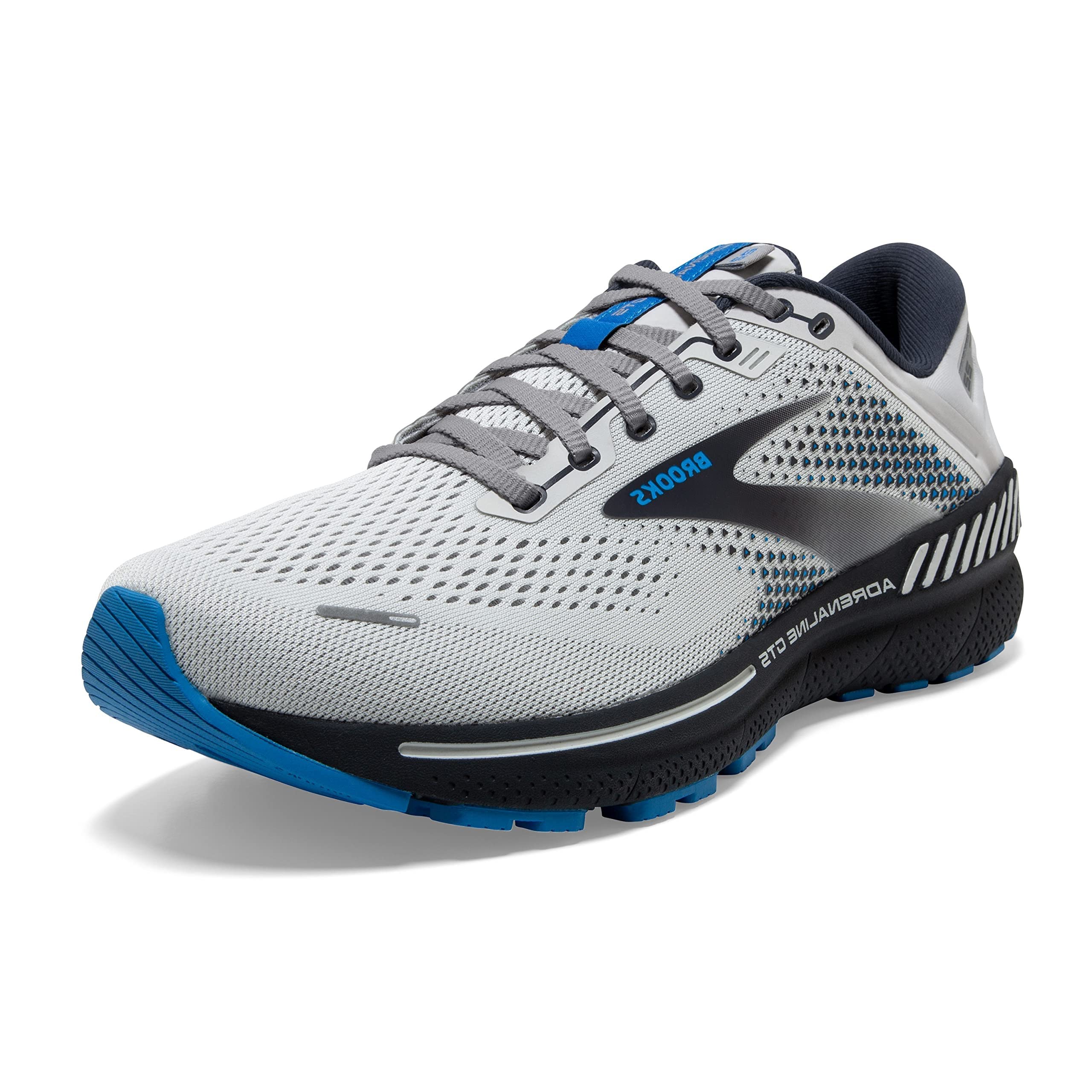 Brooks Men's Adrenaline GTS 22 Running Shoes - Supportive & Cushioned for Long Distance Training, Road Running & Marathon - Black/Blue Size 10