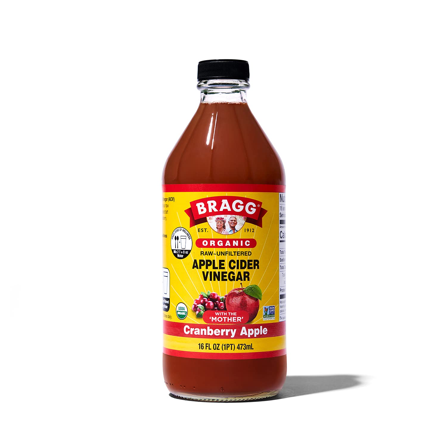 Bragg Organic Apple Cider Vinegar with Cranberry & Apple Blend - Raw, Unfiltered with The Mother - 16 fl oz - Supports Digestion & Immune Health - Perfect for Salad Dressings & Detox Drinks