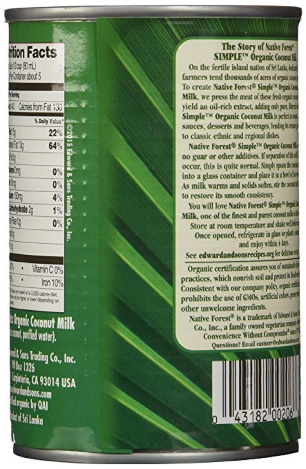 Organic Unsweetened Coconut Milk by Native Forest - 13.5 Fl Oz (Pack of 3) | BPA-Free Canned Coconut Milk for Cooking, Baking, Smoothies & Vegan Recipes | USDA Certified, Non-GMO, Dairy-Free Alternative